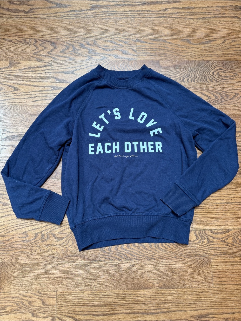 spiritual Gangster Women's Crew Navy 'Let's Love Each Other' Graphic Sweatshirt